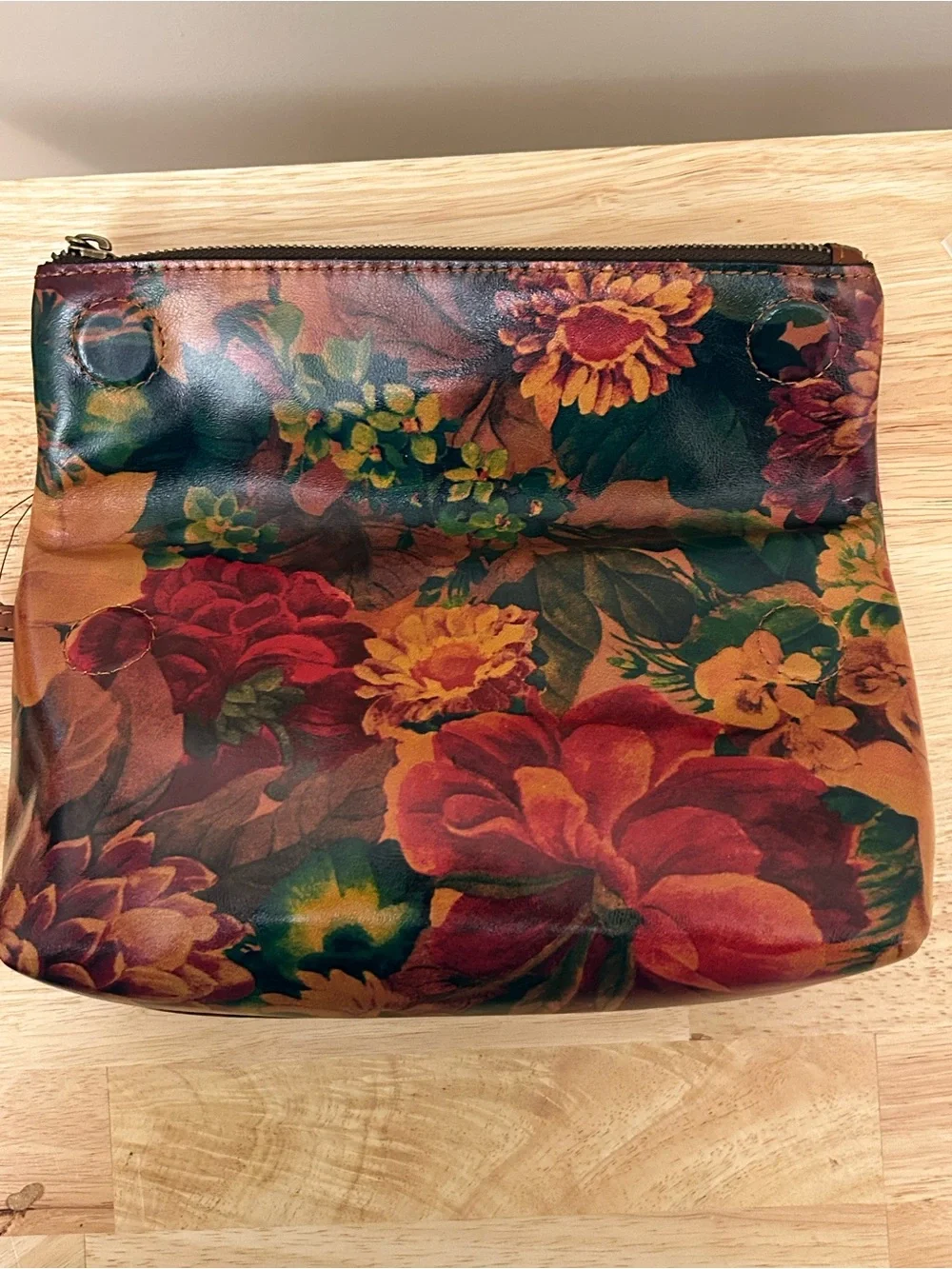 Patricia Nash Floral Zip Wristlet in Red, Orange, Green